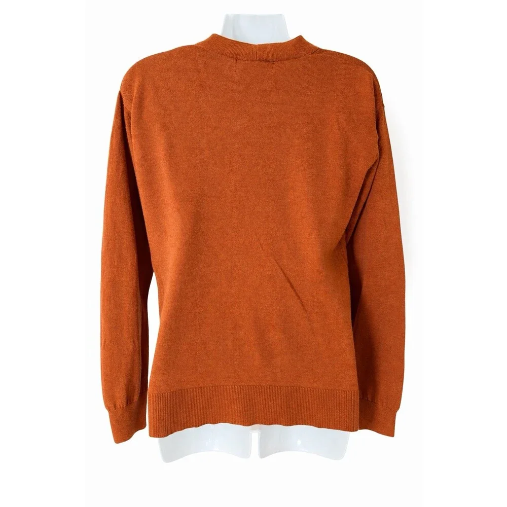 Banana Republic Forever Sweater Cardigan Small Rust Orange Cotton Blend V-Neck - Picture 2 of 7